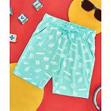 Pantaloons Junior Text  Printed Shorts - Mint Green