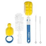 BAYBEE 4 in 1 Nylon Bristles Baby Feeding Bottles & Nipple Cleaning Brush Easy Grip 360 Rotating Long Handle for Easy to Clean Bottle Neck & Corners for All Mugs & Cups (Blue)