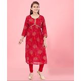 Aarika Girls Ethnic Wear Regular Kurta Pyjama Set -Red-Rani