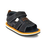 TUSKEY Closed Toe Velcro Closure Leather Sandals -  Blue