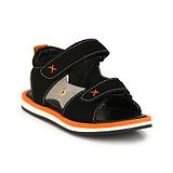 TUSKEY Colour Block Detailed  Double Velcro Closure Sandals -  Black