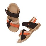 TUSKEY Color Blocked Velcro Closure Sandals - Coffee Brown