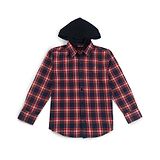 GINI & JONY Gini And Jony Full Sleeves Shirt with Detachable Hoodie Checkered - Red & Blue