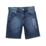 GINI & JONY Gini and Jony Cotton Knit Denim Shorts Text Print - Blue