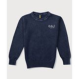 GINI & JONY Gini and Jony Cotton Full Sleeves Pullover Logo Print - Blue