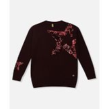 GINI & JONY Gini and Jony Cotton Full Sleeves Sweater Star Design - Maroon