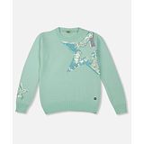 GINI & JONY Gini and Jony Cotton Full Sleeves Pullover Star Design - Green