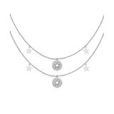 Touch925 Stellar Serenity Layered Chain With Pendant For Women And Girls - Silver