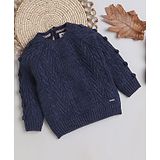 Yellow Apple DC Cotton Full Sleeves Sweater With Solid Colour - Navy Blue