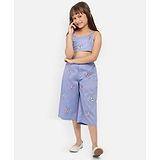 Nauti Nati Sleeveless Butterfly      Cropped Top With Coordinating  Trouser Pant Set  -  Blue