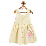 Nauti Nati Sleeveless Pin Checked & Floral Applique Fit And Flare Dress - Yellow