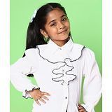 Nauti Nati Full Sleeves Ruffle Detailed Solid Shirt - White