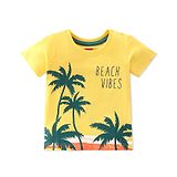 Babyhug Cotton Knit Half Sleeves Beach Vibes Print T-Shirt - Yellow