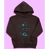 NUSYL Full Sleeves Back UFO Printed Hooded Sweatshirt - Brown