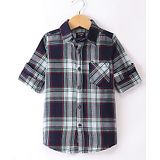 Noddy Full Sleeves Plaid Checked Cotton Lycra Shirt - Red & Navy Blue