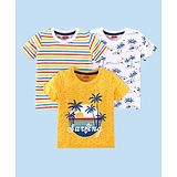 Babyhug Cotton Knit Half Sleeves Striped & Palm Trees Printed T-Shirts Pack of 3  - Multicolour