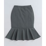 Aww Hunnie Solid Fish Cut Pencil Skirt - Green