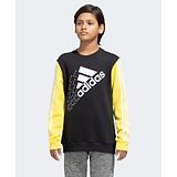 Adidas Kids Cotton Full Sleeves Sports Sweatshirt Logo Print- Black