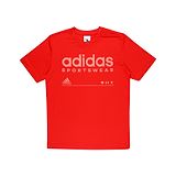 Adidas Kids Woven Half Sleeves T-Shirt Logo Print - Red