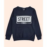 Pantaloons Junior Full Sleeves Street Vibes Printed Cotton Sweatshirt - Navy Blue