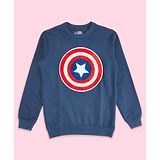 Pantaloons Junior Marvel Avengers Featuring Full Sleeves Captain America Shield Printed Cotton Sweatshirt - Navy Blue