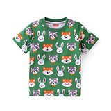 Babyhug 100% Cotton Knit Half Sleeves T-Shirt With Fox Graphics - Olive Green