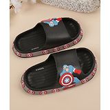 Kidsville Marvel Avengers Super Heroes Featuring Captain America Applique Detailed Flip Flops - Black