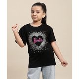 Kidsville Mattel Featuring Half Sleeves Barbie Printed Tee  - Black