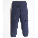 Cherry Crumble By Nitt Hyman Side Pocket Detailed Solid Denim Cargo Pants - Blue