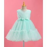 Bluebell Sleeveless Party Frock with Floral Applique - Mint