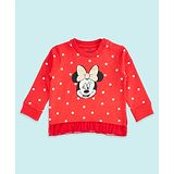 Pantaloons Baby Mickey & Friends Featuring Full Sleeves Minnnie Mouse Graphic Printed Cotton Sweatshirt - Red