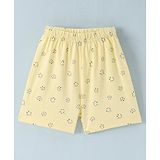 Ollypop Sinker Knit Knee Length Shorts with Happy Face Print- Yellow