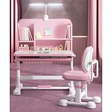 StarAndDaisy Adjustable Height Multi-Functional Kids Study Table with Book Holder Drawer Extra Large Desktop with Book Shelf & Ergonomic Chair- Pink