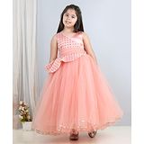 Toy Balloon Kids Kids Embellished Bodices  Full length  Girls Party Wear Dress - Peach