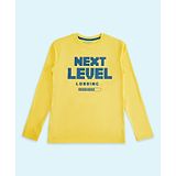 Pantaloons Junior Full Sleeves Next Level Text Printed Tee - Yellow