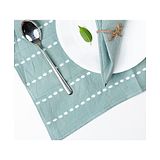 Pravaah India Meethu Hemp Napkins Block Printed Mint Green with white Block print Set of 4