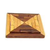 Desi Karigar Handmade Indian Wood Jigsaw Puzzle - Wooden Tangram for Kids - Travel Game for Families - Unique Gift for Children