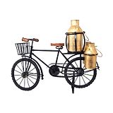 Desi Karigar Wrought Iron Model Milk Can Cycle Miniature With Basket On Handle and with milk cans