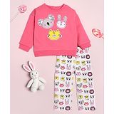 Nauti Nati Full Sleeves Animals  Printed Top With Pant - Pink