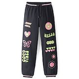 Pine Kids Cotton Terry Full Length Lounge Pant Good Vibes Printed - Jet Black