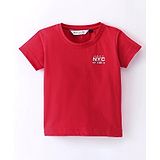 RUFF Lycra Knit Half Sleeves T-Shirt With Text Print - Red