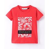 RUFF Lycra Knit Half Sleeves T-Shirt With Text Patch - Red