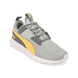 PUMA Mesh Detailed Lace Up Player JR Shoes - Cool Mid Gray Mustard Seed Yellow & Cool Dark Grey