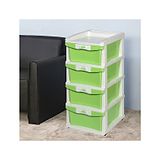 Nilkamal Chests of  4 Drawers CHTR24NT Multi-Purpose Storage Organizer Cream And Pastel Green Colour