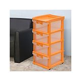 Nilkamal Chests of  4 Drawers CHTR24NT Multi-Purpose Storage Organizer Orange Colour