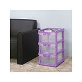 Nilkamal Chests of 3 Drawers CHTR23NT  Multi-Purpose Storage Organizer Violet Colour