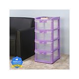 Nilkamal Chests of  4 Drawers CHTR24NT Multi-Purpose Storage Organizer Violet Colour