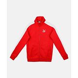 PUMA Full Sleeves Placement Brand Name Printed  Iconic T7 Track  Jackets  Track Jacket - High Risk Red