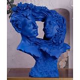 The White Ink Decor Ethereal Ties: Blue Pair in Artistic Embrace showpiece- Blue