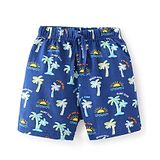 Babyhug Cotton Single Jersey Knit Shorts Palm Tree Print - Navy Blue